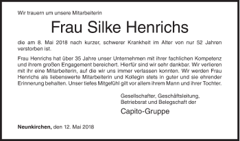 Traueranzeige von Silke Henrichs von Siegener Zeitung