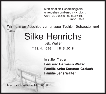 Traueranzeige von Silke Henrichs von Siegener Zeitung