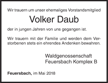 Traueranzeige von Volker Daub von Siegener Zeitung
