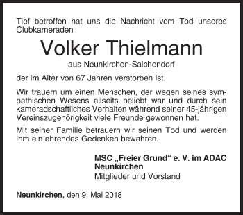 Traueranzeige von Volker Thielmann von Siegener Zeitung