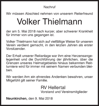 Traueranzeige von Volker Thielmann von Siegener Zeitung