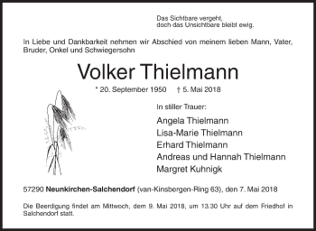 Traueranzeige von Volker Thielmann von Siegener Zeitung