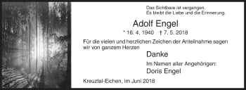 Traueranzeige von Adolf Engel von Siegener Zeitung