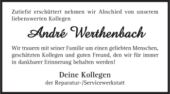 Traueranzeige von André Werthenbach von Siegener Zeitung