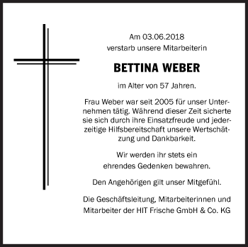 Traueranzeige von Bettina Weber von Siegener Zeitung