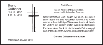 Traueranzeige von Bruno Gräbener von Siegener Zeitung