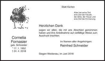 Traueranzeige von Cornelia Fornasier von Siegener Zeitung