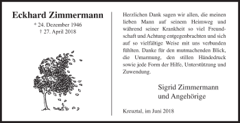 Traueranzeige von Eckhard Zimmermann von Siegener Zeitung