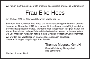 Traueranzeige von Elke Hees von Siegener Zeitung