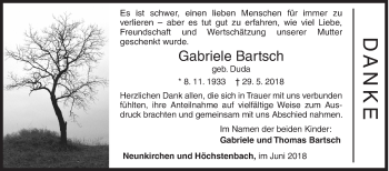 Traueranzeige von Gabriele Bartsch von Siegener Zeitung