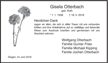 Traueranzeige von Gisela Otterbach von Siegener Zeitung