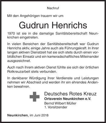 Traueranzeige von Gudrun Henrichs von Siegener Zeitung