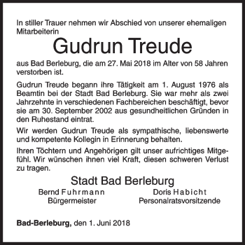 Traueranzeige von Gudrun Treude von Siegener Zeitung