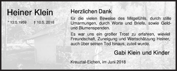 Traueranzeige von Heiner Klein von Siegener Zeitung