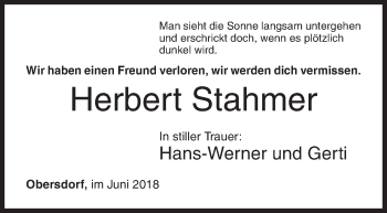 Traueranzeige von Herbert Stahmer von Siegener Zeitung