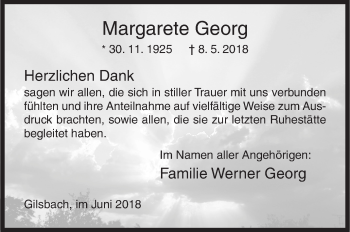 Traueranzeige von Margarete Georg von Siegener Zeitung