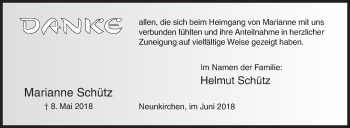 Traueranzeige von Marianne Schütz von Siegener Zeitung