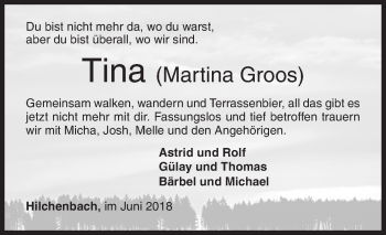 Traueranzeige von Martina Groos von Siegener Zeitung
