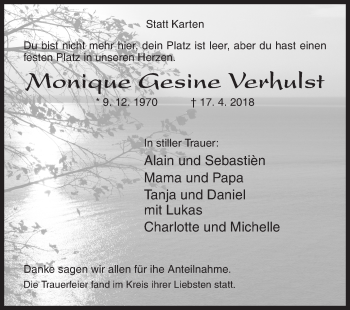 Traueranzeige von Monique Gesine Verhulst von Siegener Zeitung