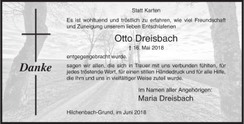 Traueranzeige von Otto Dreisbach von Siegener Zeitung