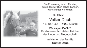 Traueranzeige von Volker Daub von Siegener Zeitung