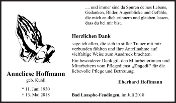 Traueranzeige von Anneliese Hoffmann von Siegener Zeitung
