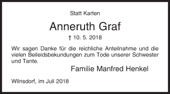 Traueranzeige von Anneruth Graf von Siegener Zeitung