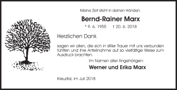 Traueranzeige von Bernd-Rainer Marx von Siegener Zeitung