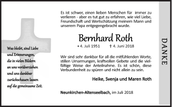 Traueranzeige von Bernhard Roth von Siegener Zeitung