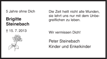 Traueranzeige von Brigitte Steinebach von Siegener Zeitung