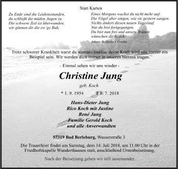Traueranzeige von Christine Jung von Siegener Zeitung