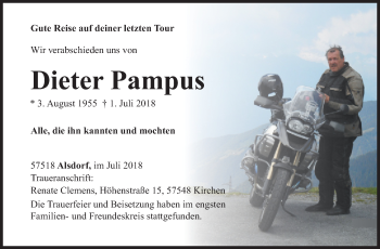 Traueranzeige von Dieter Pampus von Siegener Zeitung