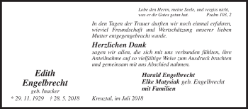 Traueranzeige von Edith Engelbrecht von Siegener Zeitung