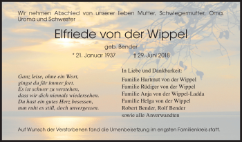 Traueranzeige von Elfriede von der Wippel von Siegener Zeitung
