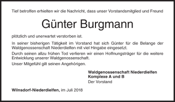 Traueranzeige von Günter Burgmann von Siegener Zeitung