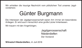 Traueranzeige von Günter Burgmann von Siegener Zeitung