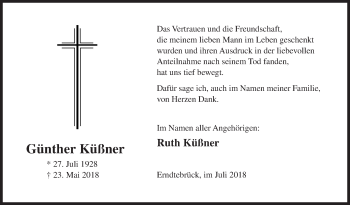 Traueranzeige von Günther Küßner von Siegener Zeitung