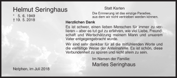 Traueranzeige von Helmut Seringhaus von Siegener Zeitung