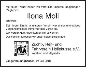 Traueranzeige von Ilona Moll von Siegener Zeitung