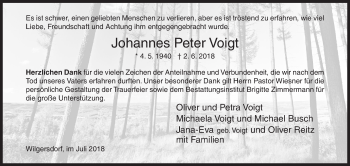 Traueranzeige von Johannes Peter Voigt von Siegener Zeitung