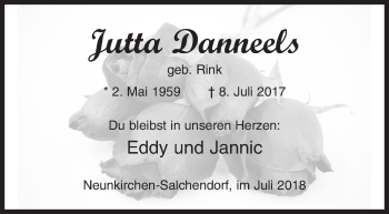 Traueranzeige von Jutta Danneels von Siegener Zeitung
