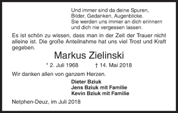 Traueranzeige von Markus Zielinski von Siegener Zeitung