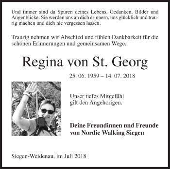 Traueranzeige von Regina von Sankt Georg von Siegener Zeitung