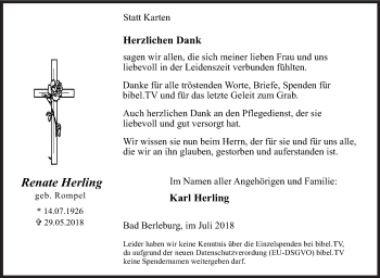 Traueranzeige von Renate Herling von Siegener Zeitung