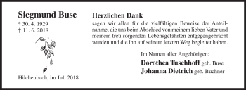 Traueranzeige von Siegmund Buse von Siegener Zeitung