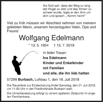 Traueranzeige von Wolfgang Edelmann von Siegener Zeitung