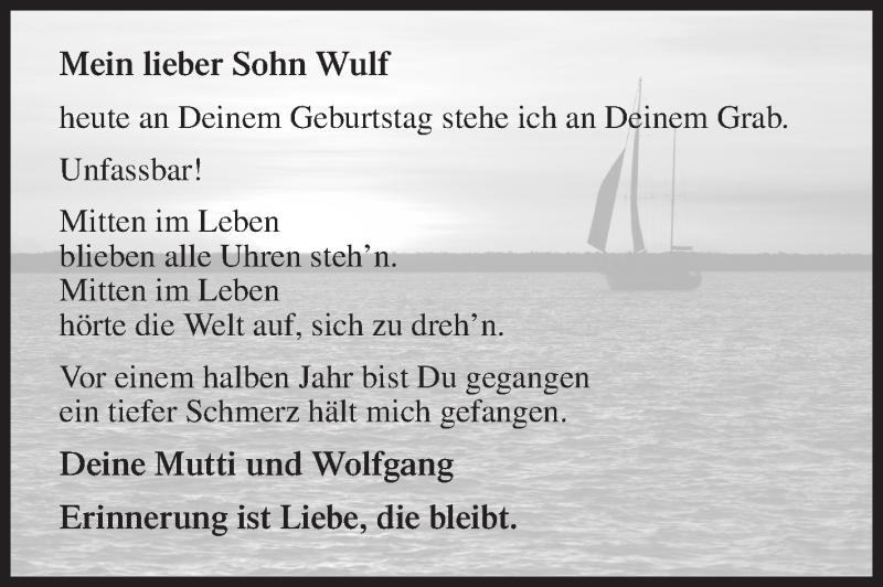  Traueranzeige für Wulf  vom 30.07.2018 aus Siegener Zeitung