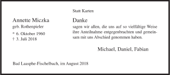 Traueranzeige von Annette Miczka von Siegener Zeitung