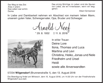 Traueranzeige von Arnold Neef von Siegener Zeitung