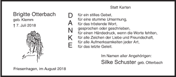 Traueranzeige von Brigitte Otterbach von Siegener Zeitung